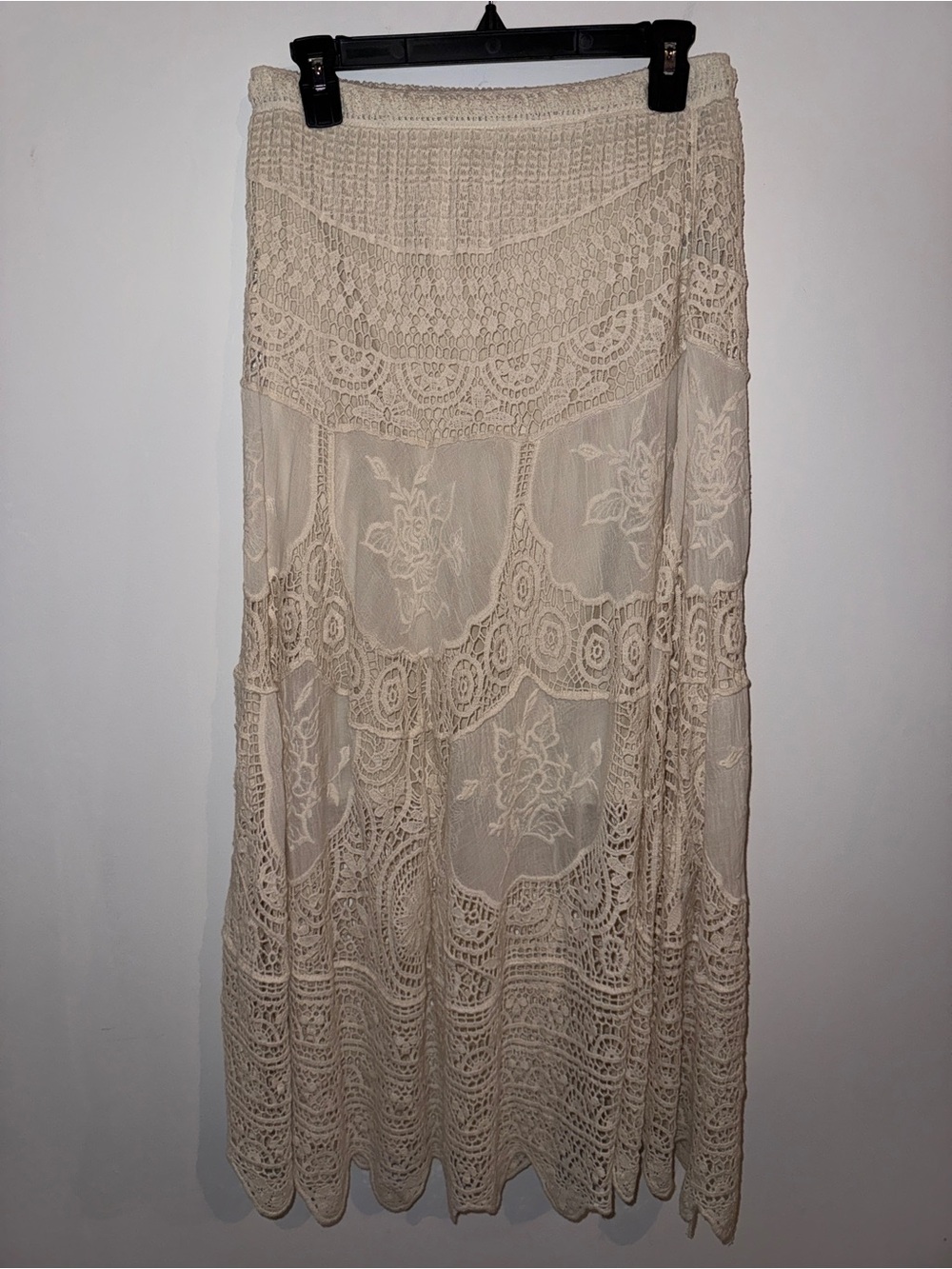 POL Women’s  Crochet Lace Maxi Skirt - Cream
